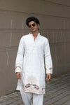 MADHURI ELEPHANT WHITE PATTERN JACQUARD DESIGNER KURTA
