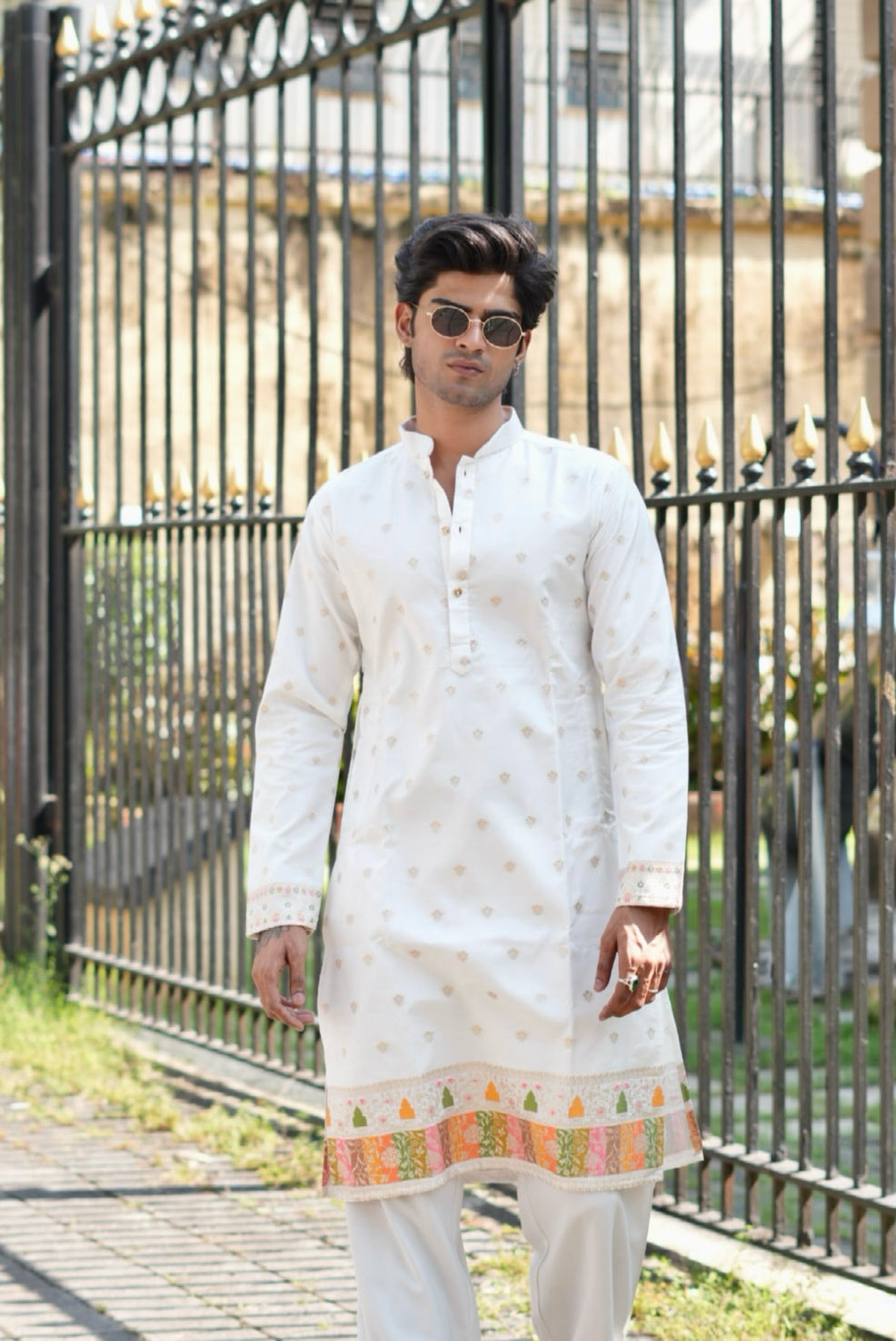RAJWADI PATTERN JACQUARD DESIGNER KURTA