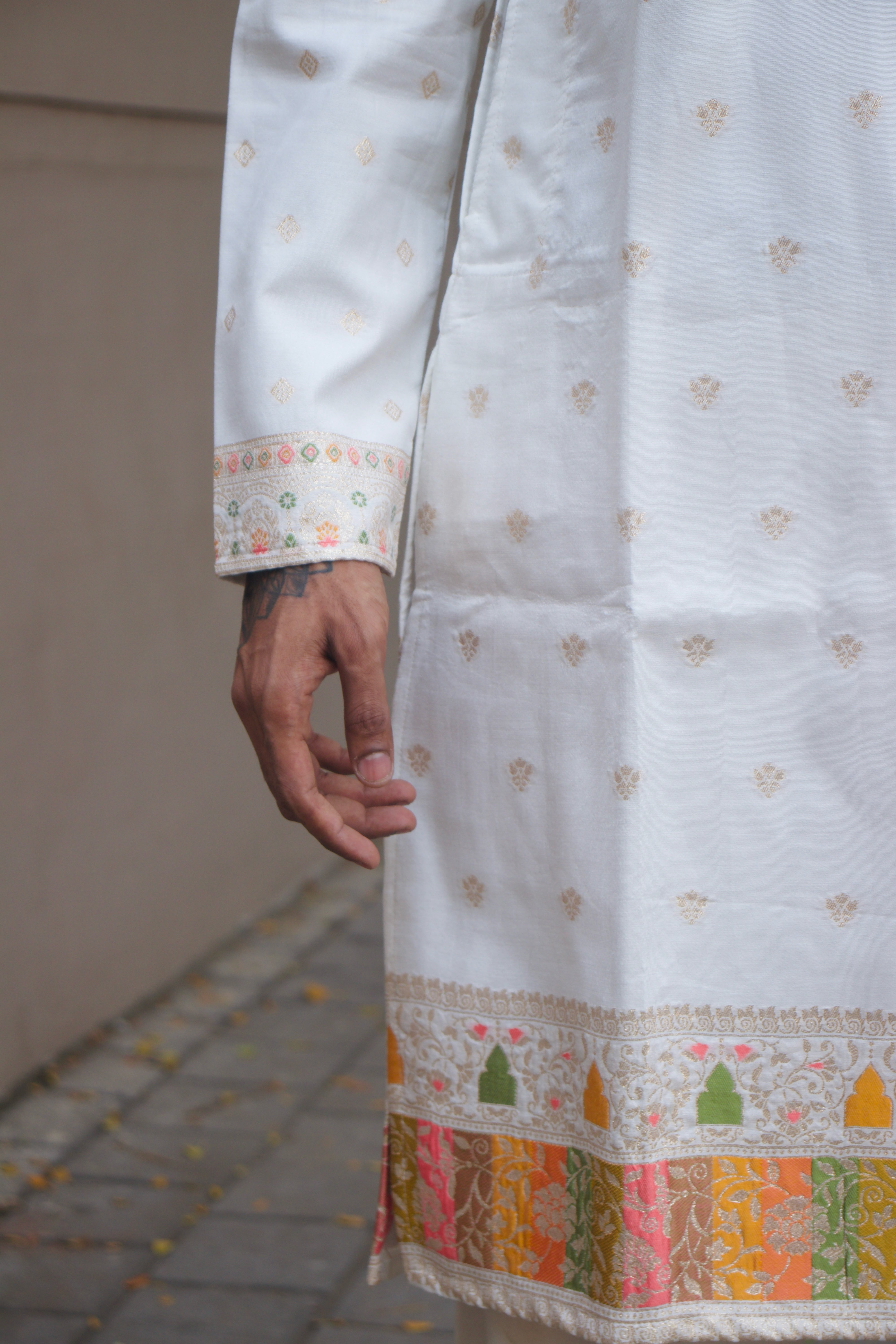 RAJWADI PATTERN JACQUARD DESIGNER KURTA