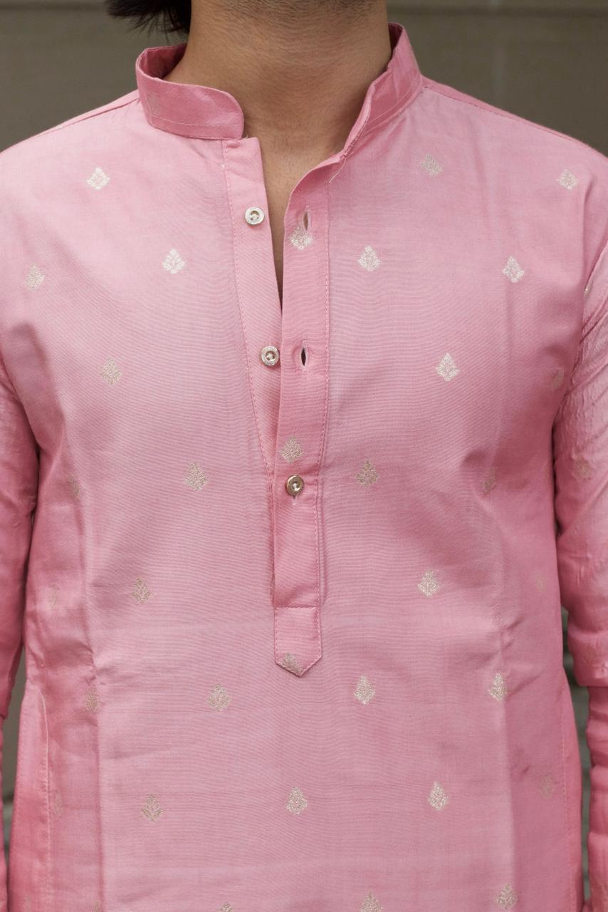 ONION PINK ELEPHANT PATTERN JACQUARD DESIGNER KURTA